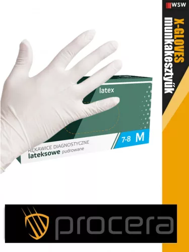 Procera X-DIAGNOSTIC latex egyszerhasználatos púdermentes munkakesztyű doboz 100 db - egyéni védőeszköz