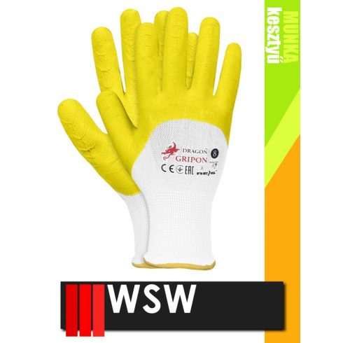 WSW DRAGON GRIPON mártott latex munkakesztyű - 12 pár/csomagGREENGO