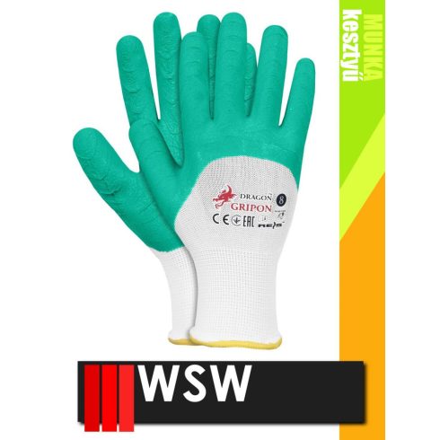 WSW DRAGON GRIPON mártott latex munkakesztyű - 12 pár/csomagGREENGO