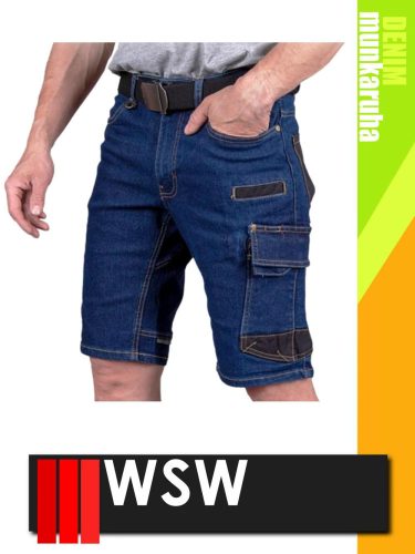 WSW MED DENIM NAVY technikai kevertszálas rövid farmer munkanadrág - munkaruha