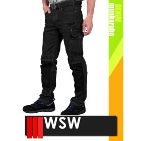   WSW MED DENIM BLACK technikai kevertszálas derekas farmer munkanadrág - munkaruha