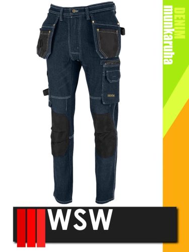 WSW MED DENIM NAVY technikai kevertszálas derekas farmer munkanadrág - munkaruha