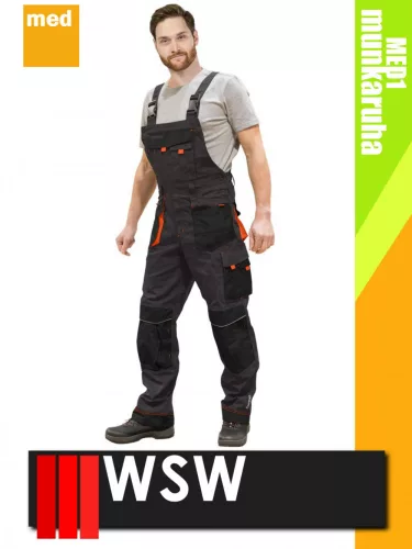 WSW SETENTA ANTHRACITEORANGE technikai kevertszálas kantáros munkanadrág - munkaruha