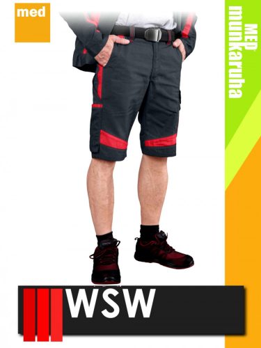 WSW ABANICO GREYRED technikai kevertszálas rövid munkanadrág - munkaruha