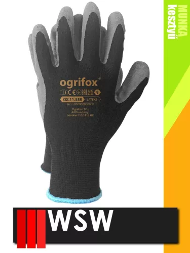 WSW OX LATEKS mártott latex munkakesztyű - 240 pár/csomag
