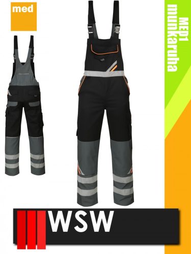 WSW MED MONTANA BLACK technikai kevertszálas kantáros munkanadrág - munkaruha