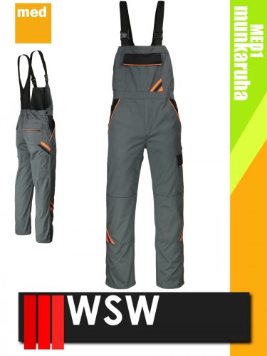 WSW MED MONTANA GREY technikai kevertszálas kantáros munkanadrág - munkaruha