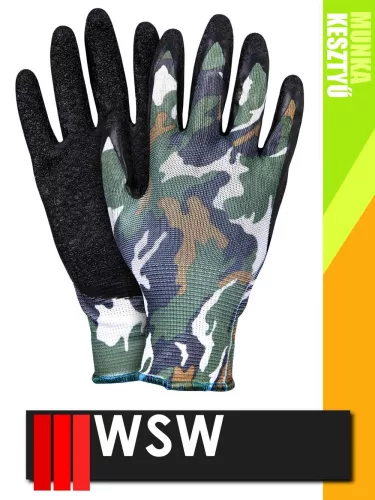 WSW TELA mártott latex mártott szerelő munkakesztyű - 12 pár/csomag