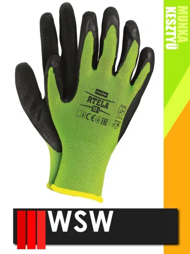 WSW TELA mártott latex mártott szerelő munkakesztyű - 12 pár/csomag