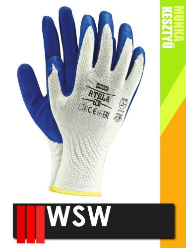 WSW TELA mártott latex mártott szerelő munkakesztyű - 12 pár/csomag