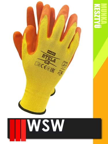 WSW TELA mártott latex mártott szerelő munkakesztyű - 12 pár/csomag