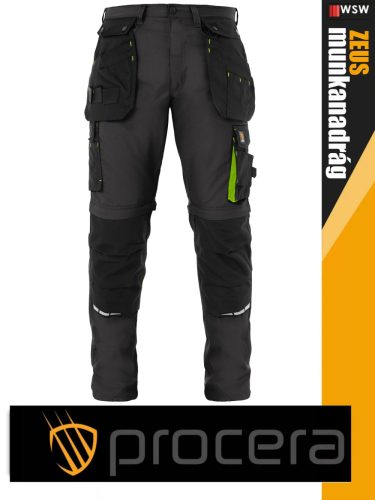 Procera ZEUS GRAY 2in1 rip-stop hasadásmentes levehető szárú rövid és slimfit deréknadrág - munkaruha