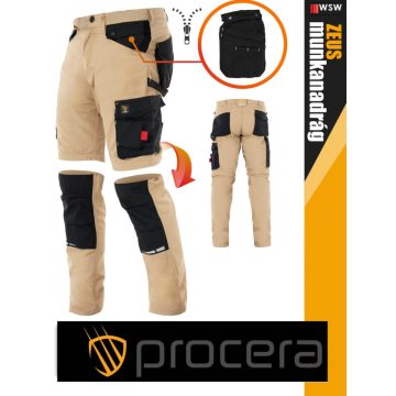   Procera ZEUS SAND 2in1 rip-stop hasadásmentes levehető szárú rövid és slimfit deréknadrág - munkaruha