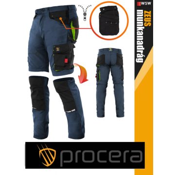   Procera ZEUS NAVY 2in1 rip-stop hasadásmentes levehető szárú rövid és slimfit deréknadrág - munkaruha